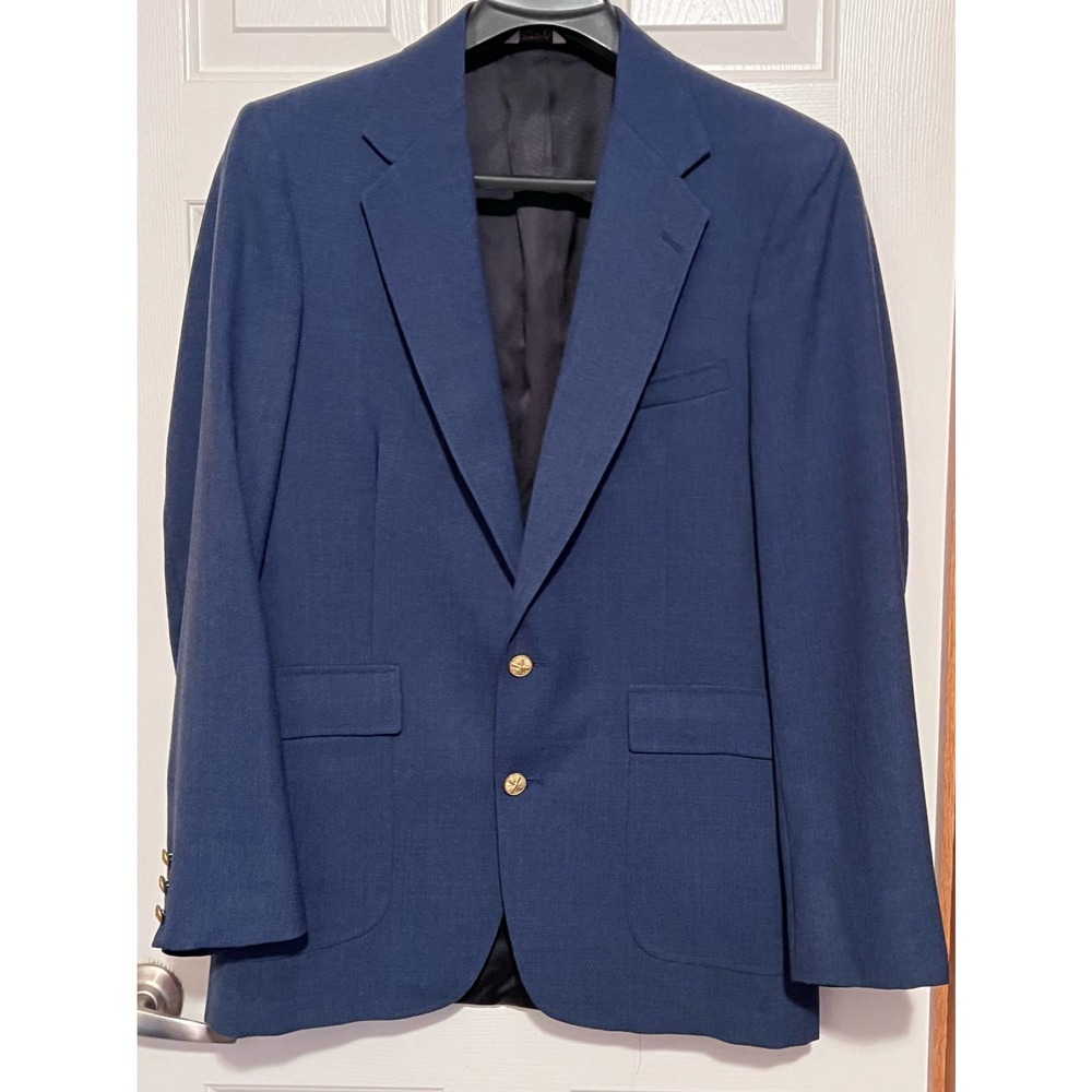 Hamrick's Men's Vintage Navy Blue Two Button Front Blazar/Jacket Size 42L - Picture 1 of 5